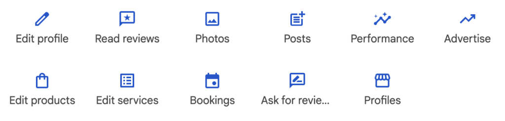 Screenshot of icons from GBP editor